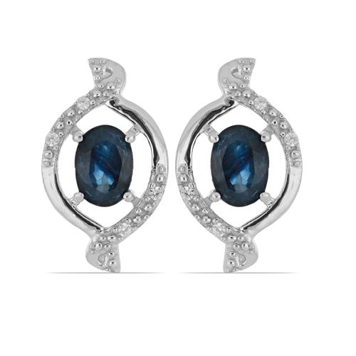 BUY REAL BLUE SAPPHIRE GEMSTONE EARRINGS IN STERLING SILVER